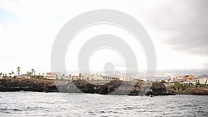 View from the sailing catamaran at the time of movement on the Atlantic Ocean