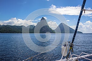 A view sailing towards the Pitons in St Lucia