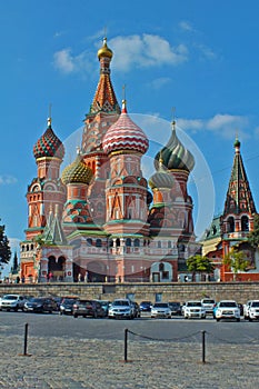 View of Saint Basil`s Cathedral in Red Square in Moscow photo