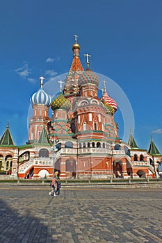 View of Saint Basil`s Cathedral in Red Square in Moscow photo