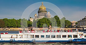 View Saint Isaac's Cathedral in Saint Petersburg from Neva river. Russia