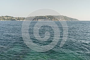 View of Saint Jean Cap Ferrat peninsula on the French Riviera from a boat