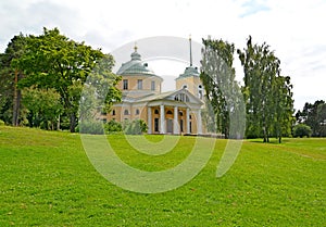 View of Saint Nicholas`s church of the Wonder-worker in the city of Kotka, Finland