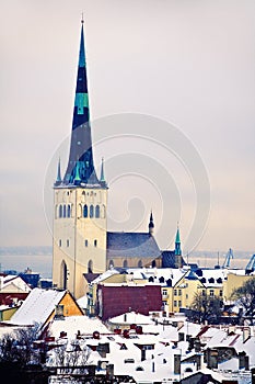 View of Saint Olaf church, Tallinn, Estonia