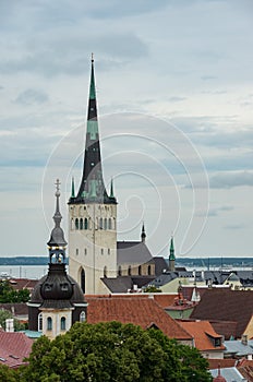 View of Saint Olaf Church in Tallinn, Estonia. The spire is 123.8 meters tall
