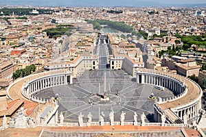 View of the Saint Peter Square, the Vatican and the city of Rome