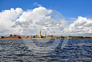 View of Saint Petersburg from Neva river. The Peter and Paul For