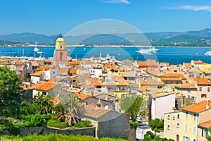 View of Saint-Tropez with sea and blue sky photo