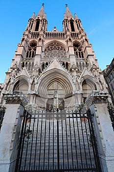 View of Saint-Vincent de Paul church at the top of La Canebiere in Marseille.