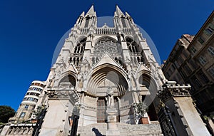 View of Saint-Vincent de Paul church at the top of La Canebiere in Marseille.