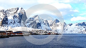 View of Sakrisoy village on the Lofoten Islands in Norway.