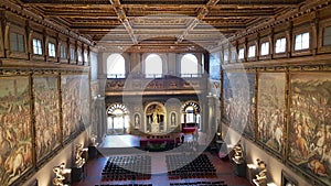 View of Salone dei Cinquecento, Florence, Tuscany, Italy photo