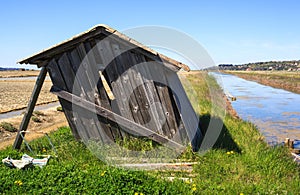 View of Salt evaporation ponds in Secovlje