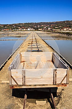 View of Salt evaporation ponds in Secovlje