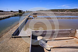 View of Salt evaporation ponds in Secovlje