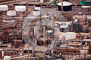 View of Salt Lake city oil refineries during day