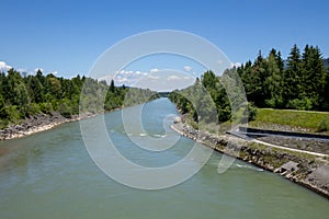 View of the Salzach River. A lovely summer day. Puch Urstein