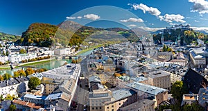 view of Salzburg during autumn in Austria