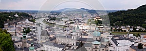 View on Salzburg city from the fortress Hohensalzburg in Austria