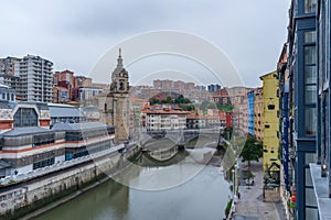 View of San Anton bridge in the city of Bilbao in Vizcay, Basque Country, Spain photo