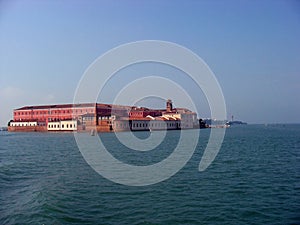 View of San Clemente island in Venetian lagoon