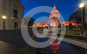 View of San Francisco City Hall illuminated at night