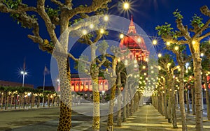 View of San Francisco City Hall illuminated at night