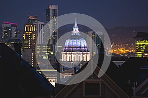 View of San Francisco City Hall, seat of government for the City and County of San Francisco, California