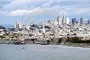 View of San Fransisco from the Golden Gate Bridge photo