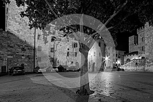 View of San Gimignano towers in Tuscany by night - Erbe square