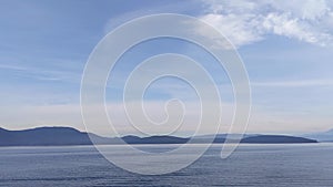 View of the San Juan Islands from the Anacortes Ferry in Washington