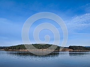 View of the San Juan Islands from the Ferry in Washington