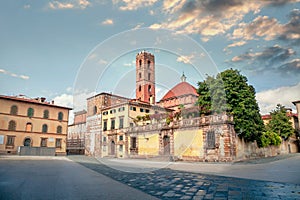 View of San Martino Square and San Giovanni church.  Lucca, Tuscany, Italy photo