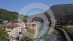 View of San Pellegrino Terme from a drone