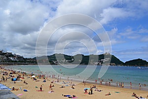 View of San SebastiÃ¡n located in the mountainous Spanish region of the Basque Country.