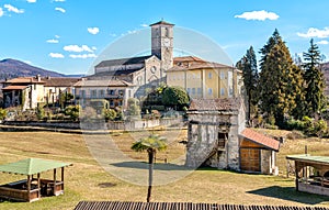 View of San Vittore romanesque Church located in the locality Canonica of Brezzo di Bedero above lake Maggiore in province of Vare photo