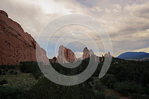 View of sandstone rock formations in Garden of the Gods, Colorado Springs, Colorado, United States