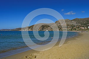 View of the sandy beach of Paleochora