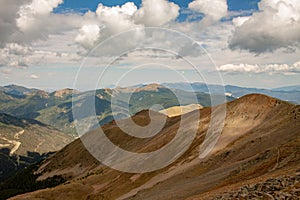 View of the Sangre de Cristo mountain range from Wheeler Peak in Taos, New Mexico, USA