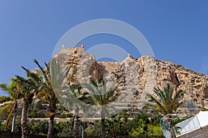 View of Santa Barbara castle in Alicante, Costa Blanca, Spain