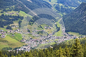 View at santa cristina village in Val Gardena at Italy from a mountain