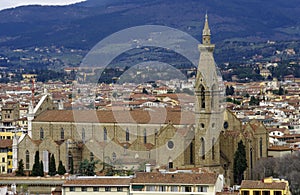 View of the Santa Croce church, Florence.