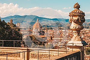 View of Santa Maria Del Fiore from the Boboli Gardens. Tourism and travel concept