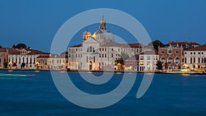 The view of Santa Maria della Presentazione church on Giudecca island at sunset photo