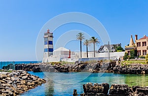 View of Santa Marta Lighthouse, Cascais, Portugal