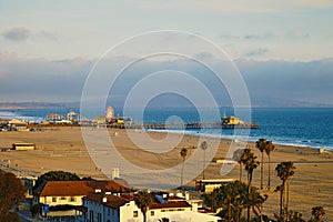 View of the Santa Monica Pier at sunset