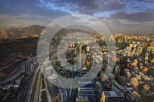 View of Santiago de Chile with Los Andes mountain range in the back