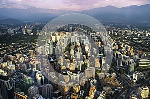 View of Santiago de Chile with Los Andes mountain range in the back