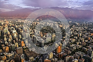 View of Santiago de Chile with Los Andes mountain range in the back