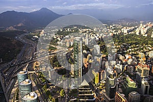 View of Santiago de Chile with Los Andes mountain range in the back